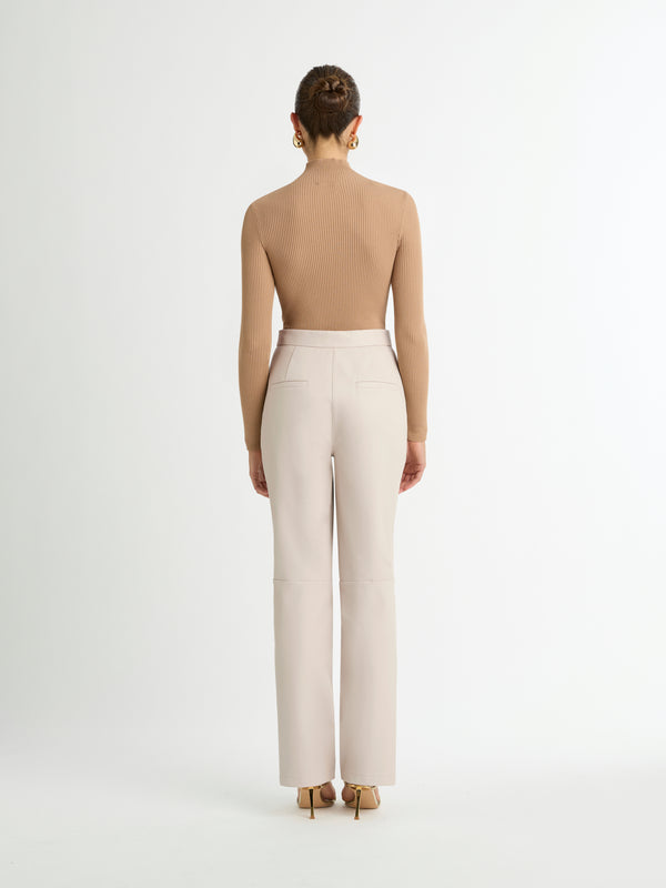 JAMIE FAUX LEATHER PANT IN BONE BACK IMAGE