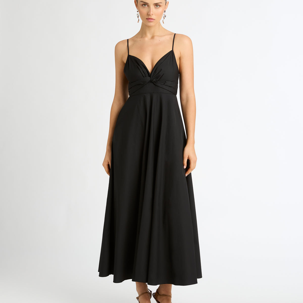 Nadia Dress Black | A-line Midi Dress | SHEIKE