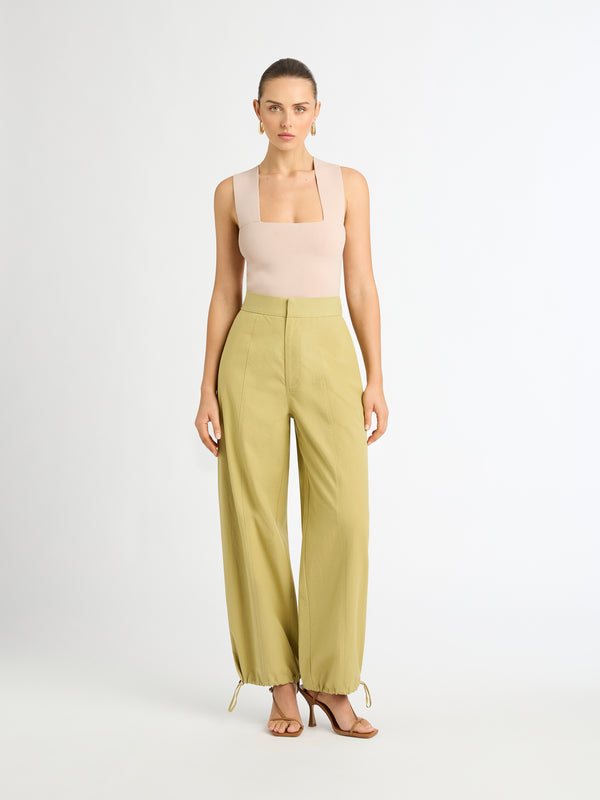 HAYES PANT IN MOSS GREEN FRONT IMAGE