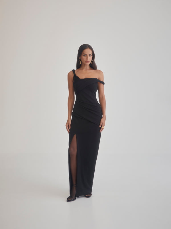 REFLECTIONS GOWN IN BLACK FRONT IMAGE