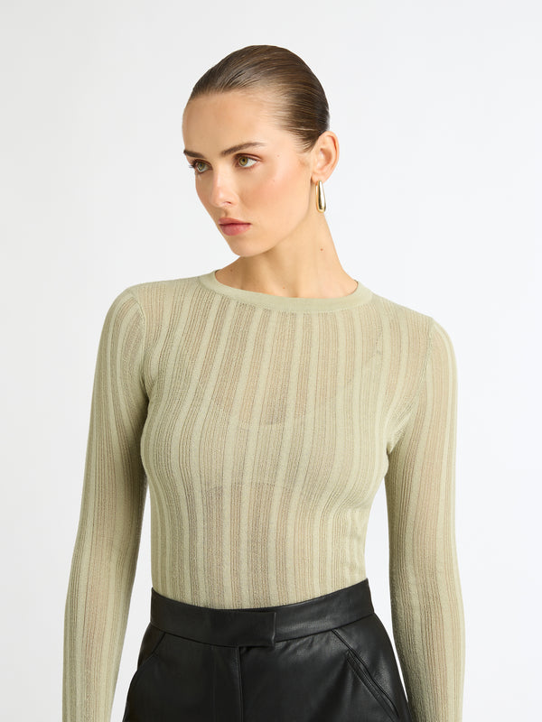 MAYBANK SWEATER IN LIGHT OLIVE DETAIL IMAGE