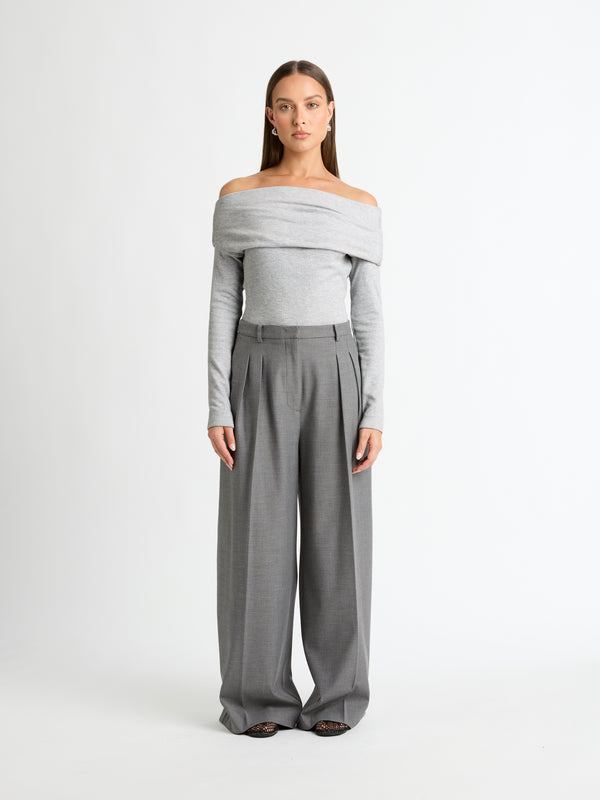 BRADSHAW PANT IN GREY FRONT IMAGE STYLED