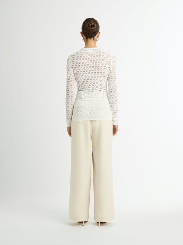 DIVISION KNIT TOP IN WHITE BACK IMAGE
