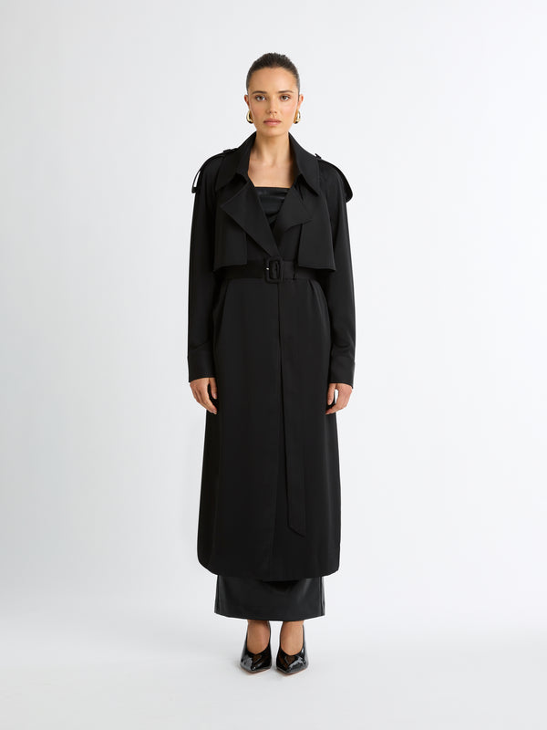 ZOE TRENCH IN BLACK FRONT IMAGE