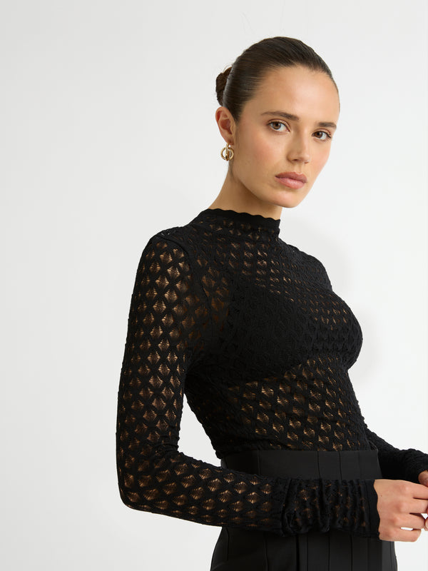 DIVISION KNIT TOP IN BLACK DETAIL IMAGE