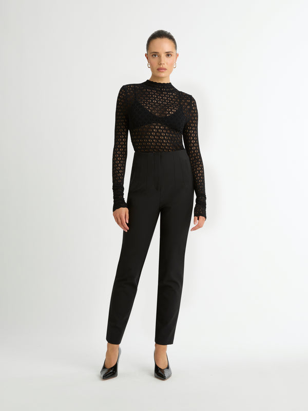 DIVISION KNIT TOP IN BLACK FRONT IMAGE
