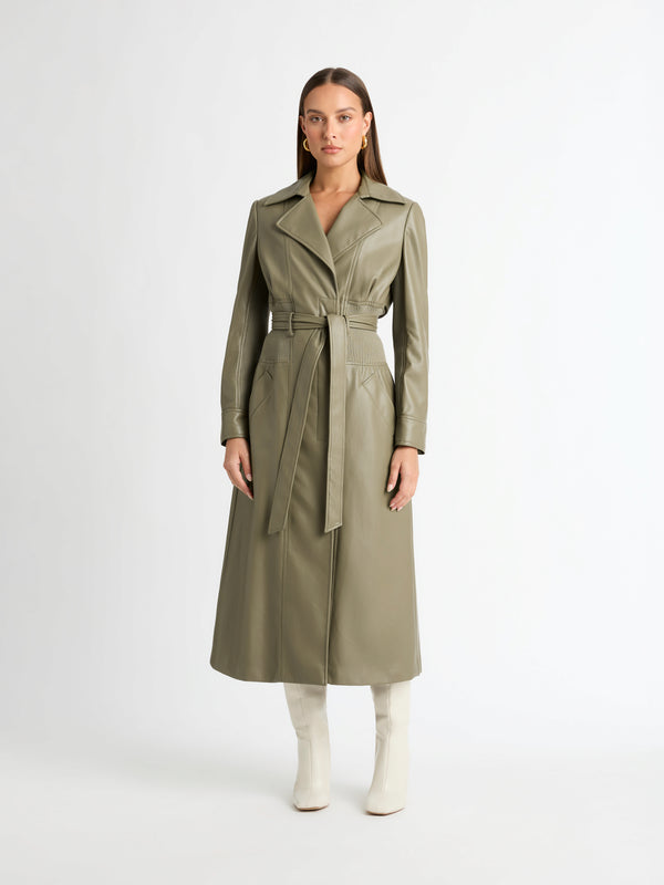 GIANNI TRENCH SAGE FRONT IMAGE STYLED