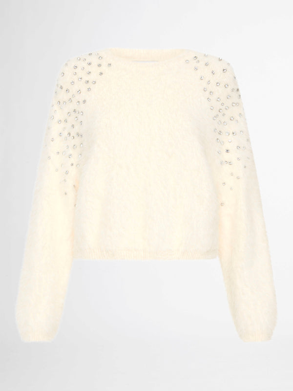 AMARA KNIT JUMPER WITH DIAMONTE CRYSTALS AT SHOULDER GHOST IMAGE