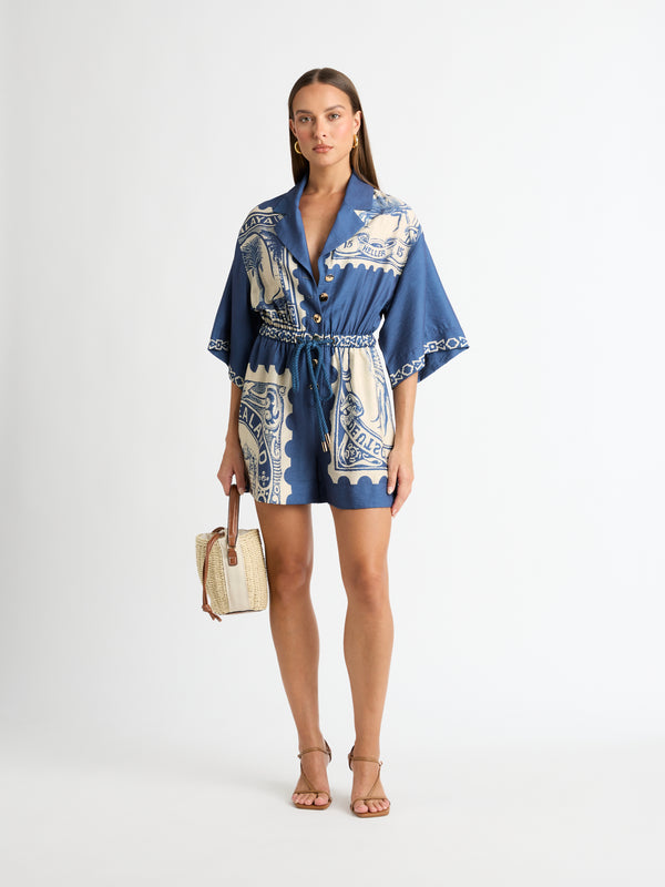 BERMUDA POST PLAYSUIT PRINT FRONT IMAGE STYLED