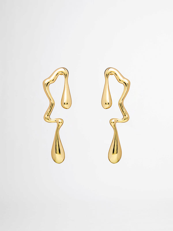ABSTRACT EARRINGS GOLD GHOST IMAGE