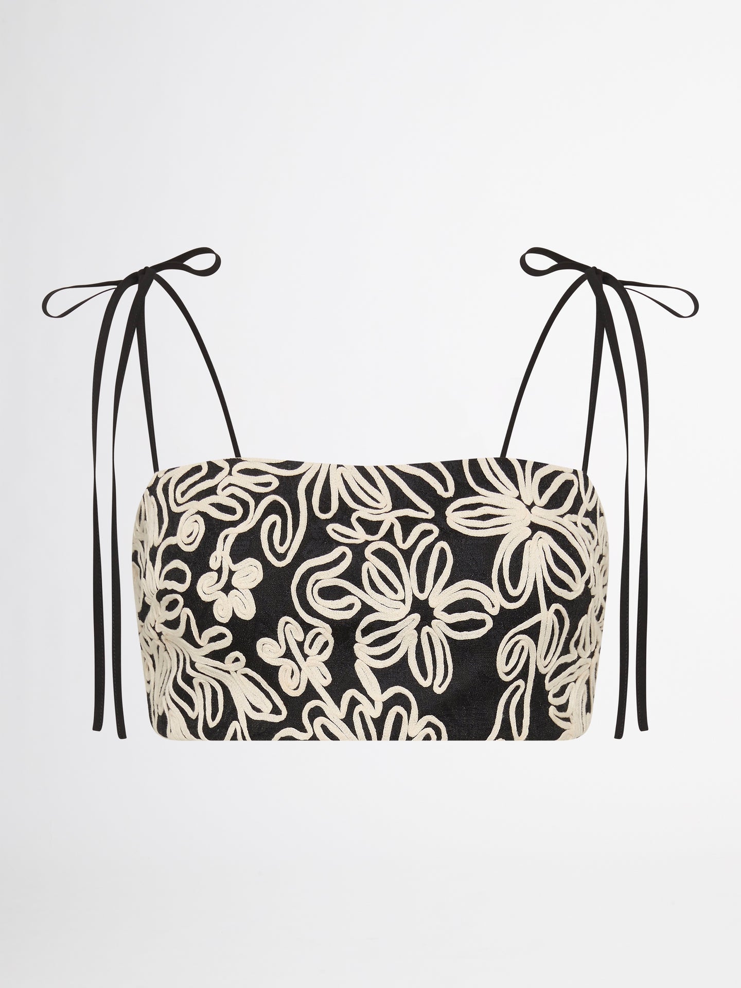 Carsyn Flower Embroidery Cropped Top Black main image 1