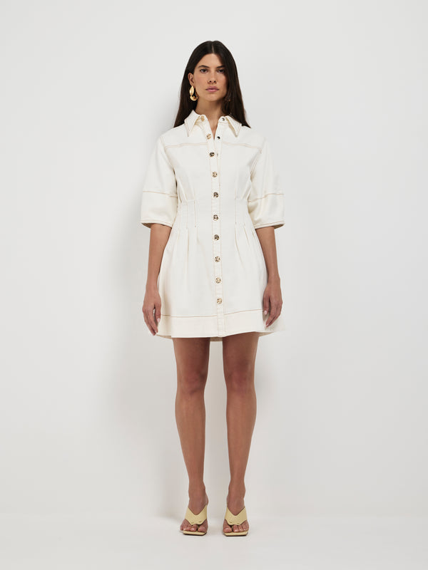 Sofia Mini Dress Ecru Denim Mini Dress SHEIKE - Main Image
