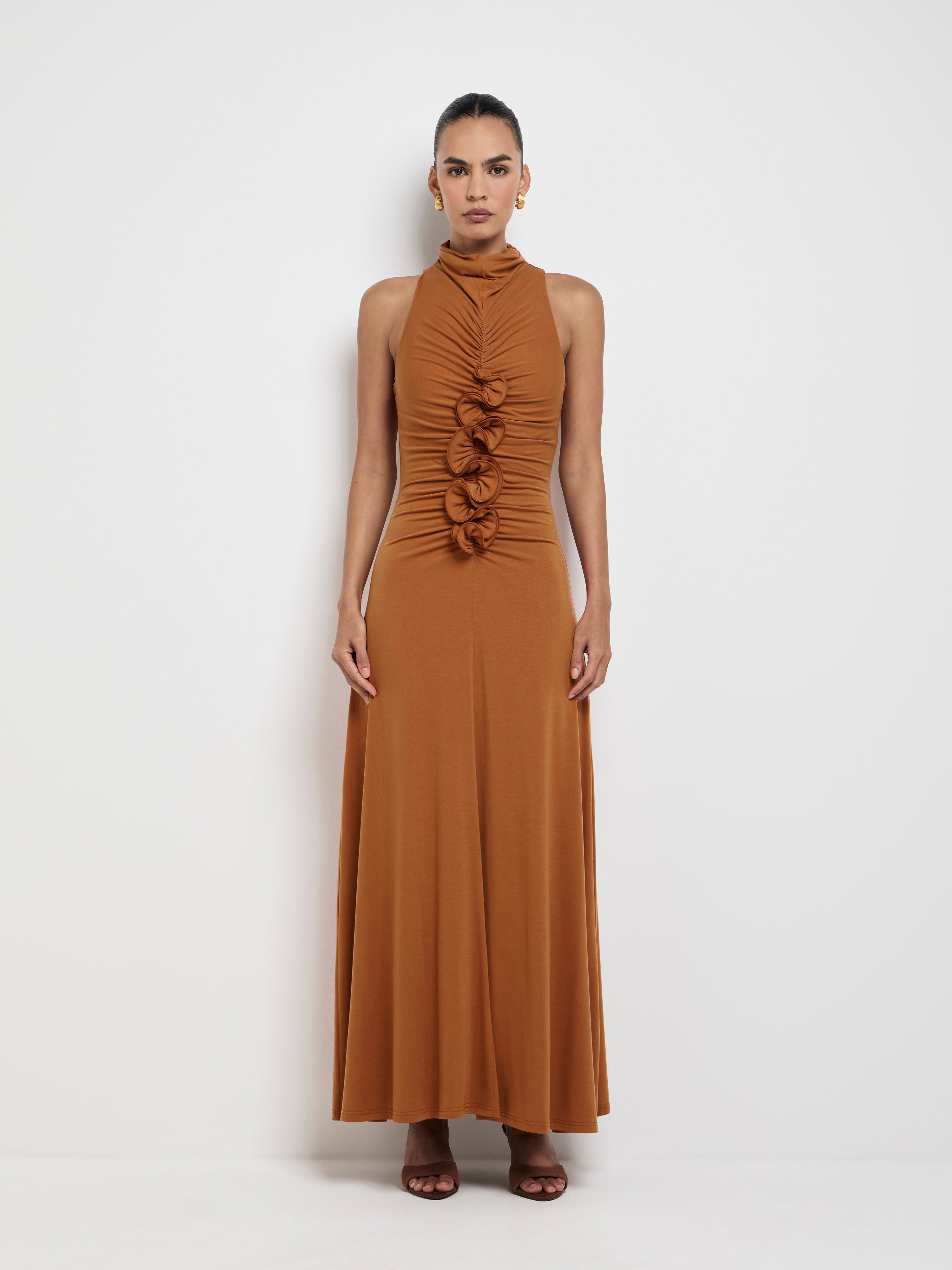 Lara Dress Ginger | Jersey Maxi Dress | SHEIKE