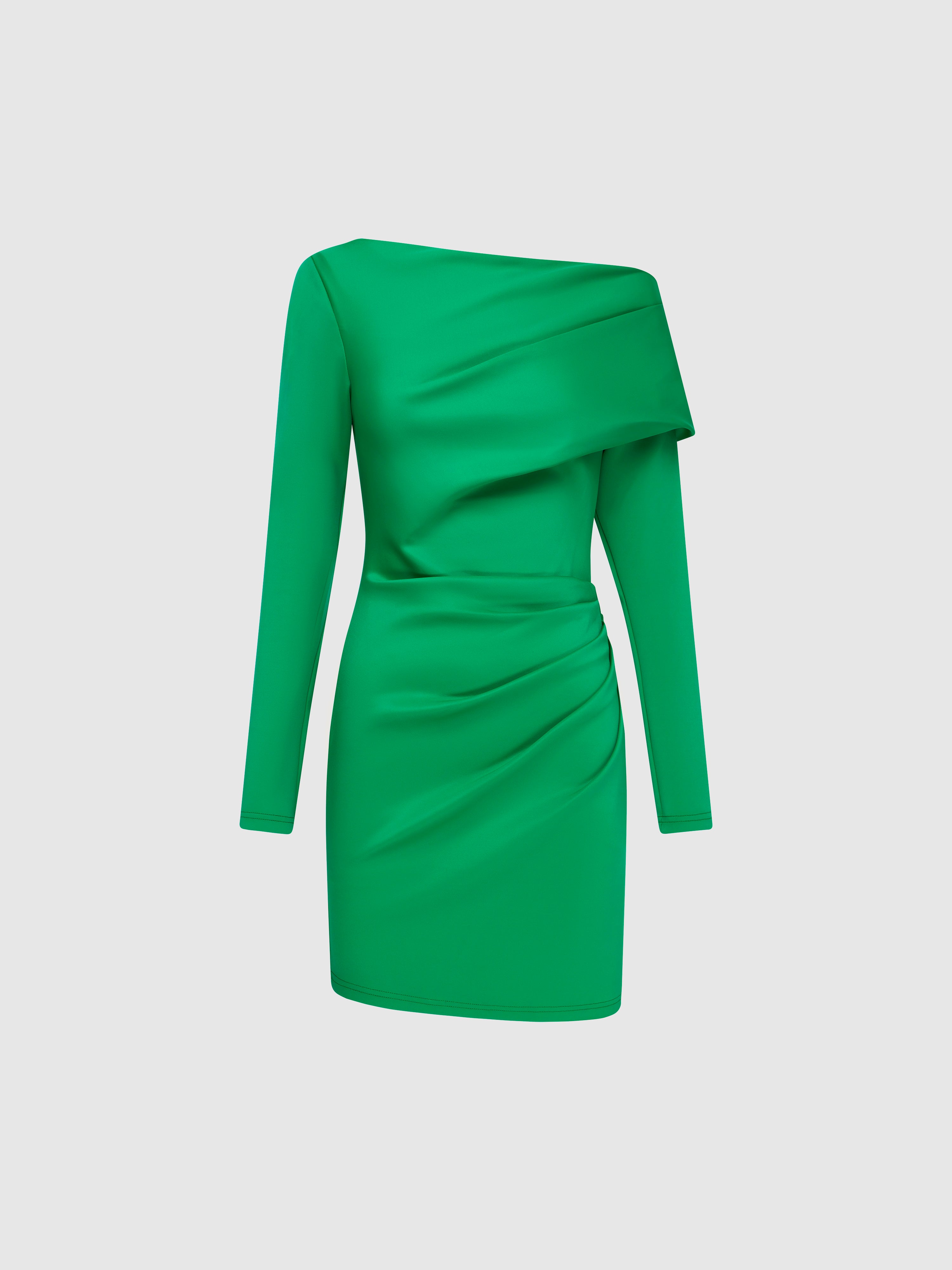 Aida Mini Dress Green | Stretch Mini Dress | SHEIKE