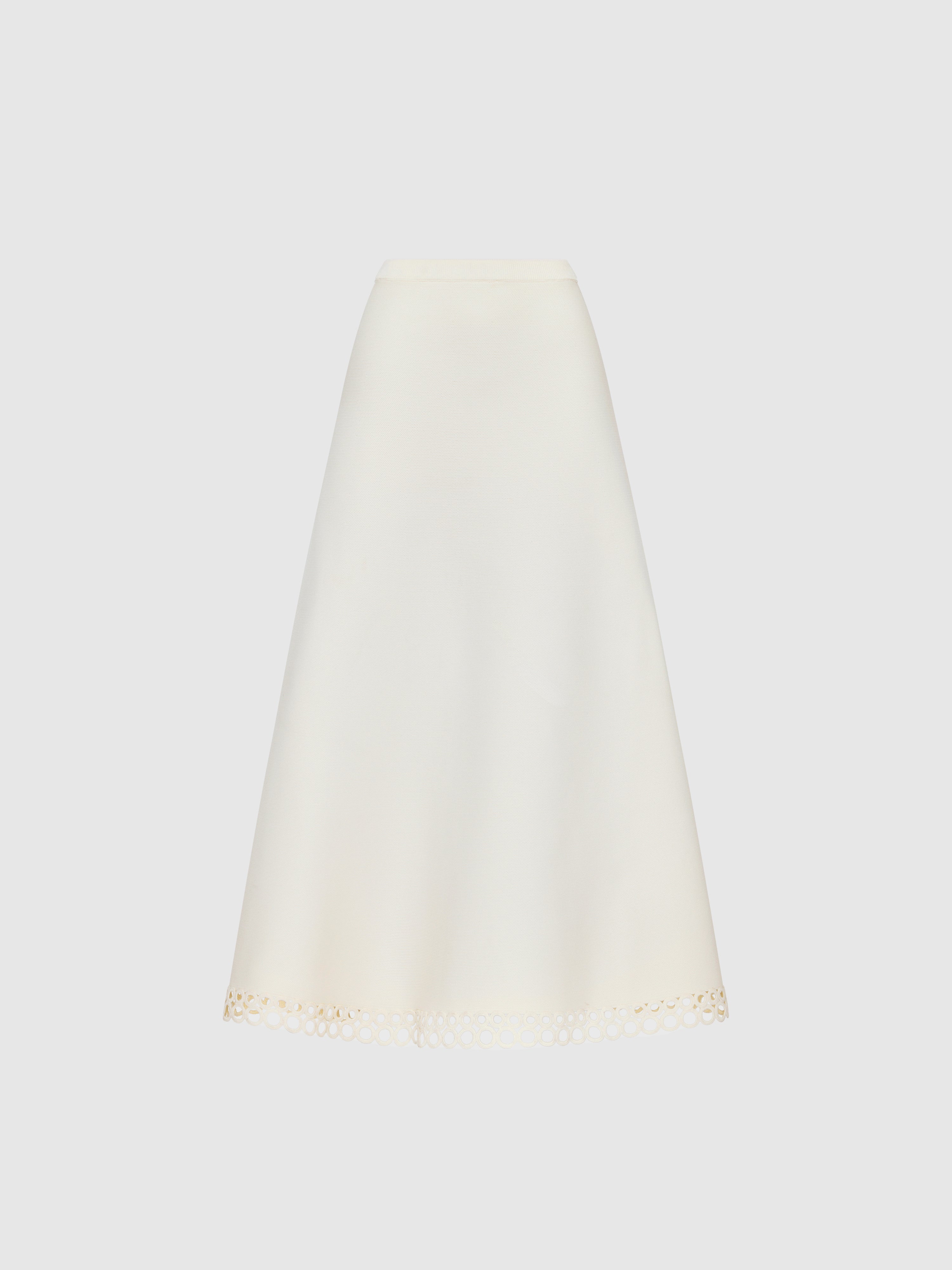 Stephanie Skirt Ivory | A-line Knit Midi Skirt | SHEIKE