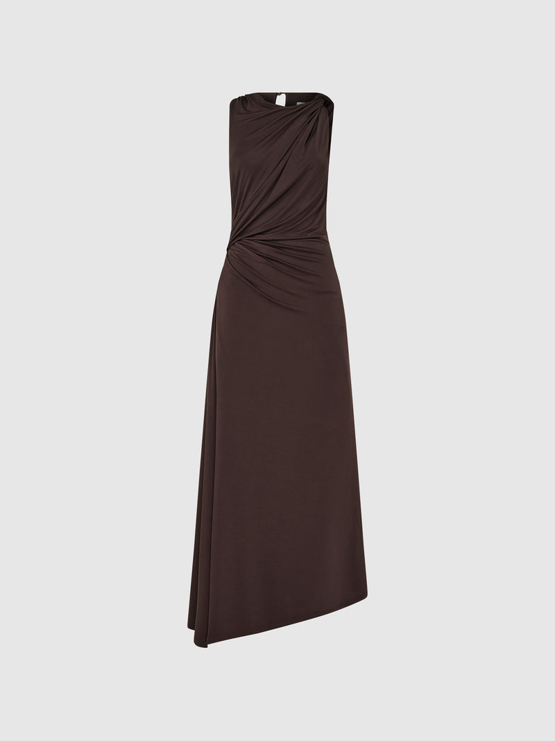 Omaria Midi Shirt Dress in Chocolate