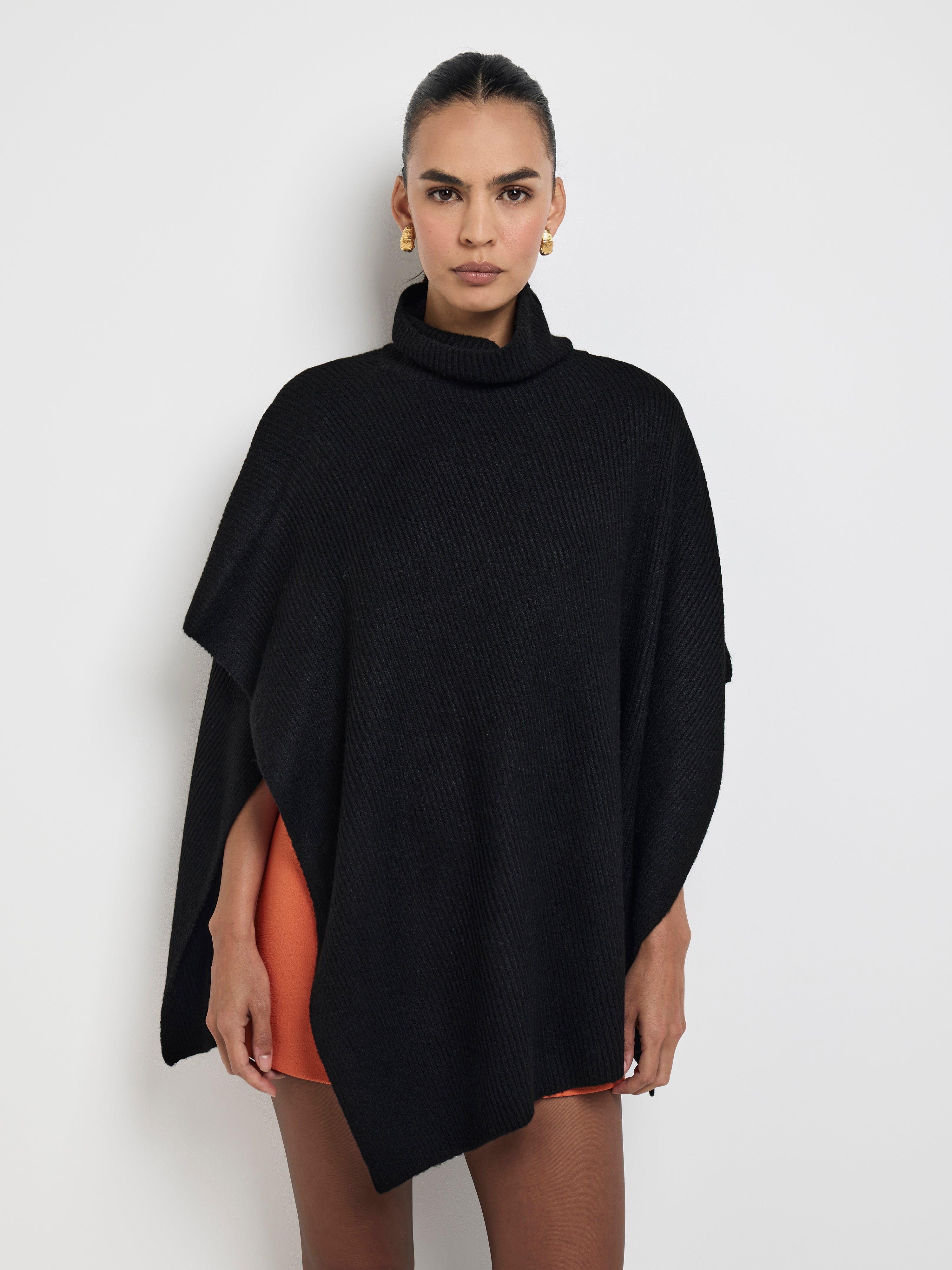 Eloise Poncho Black Knit Turtle Neck Poncho SHIEKE – SHEIKE