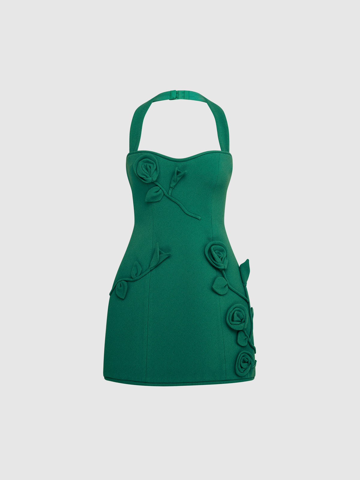 Maya Mini Dress Jade | 3D Floral Applique Dress