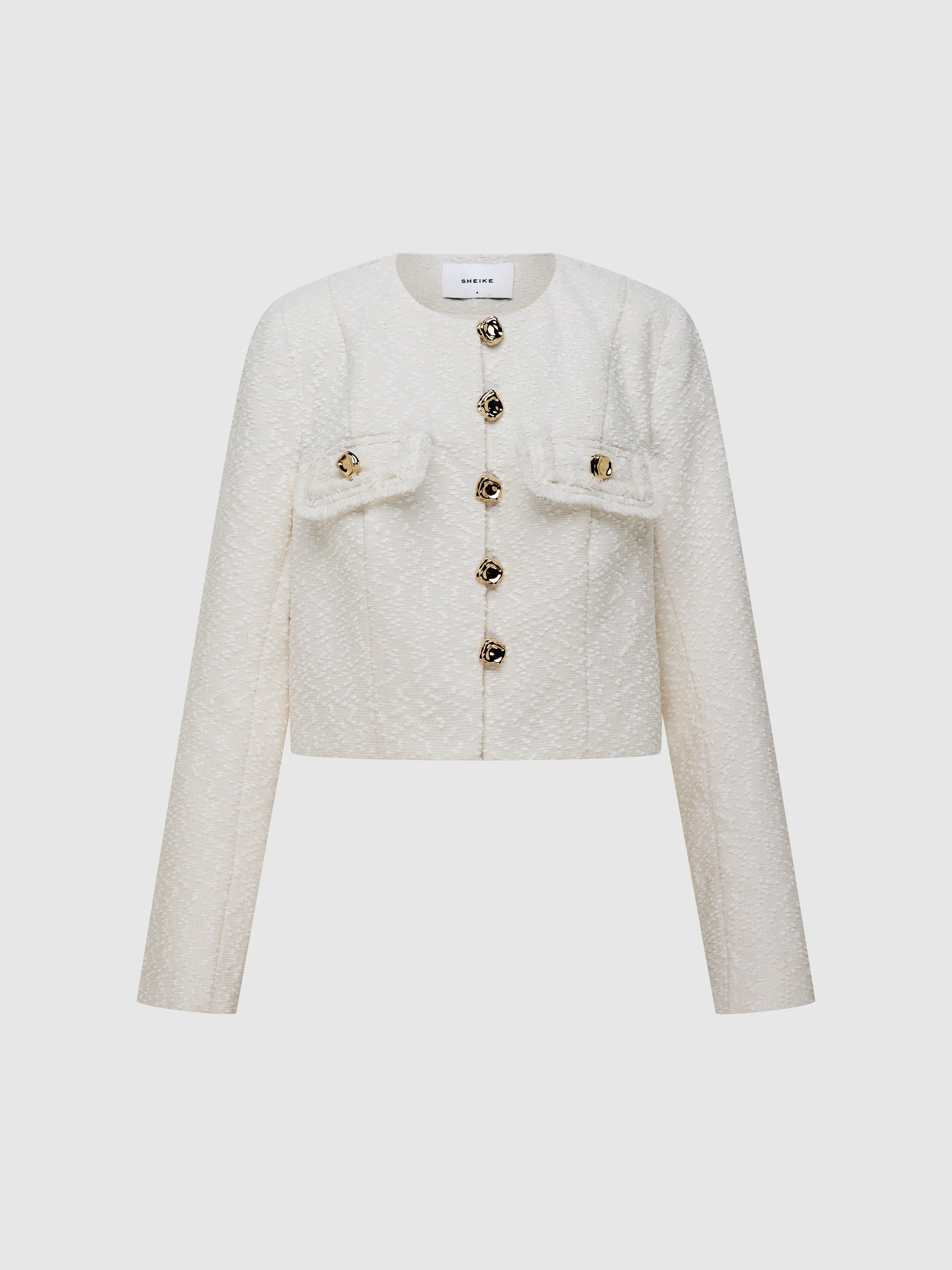 Audrey Jacket Ivory | Tweed Cropped Jacket | SHEIKE