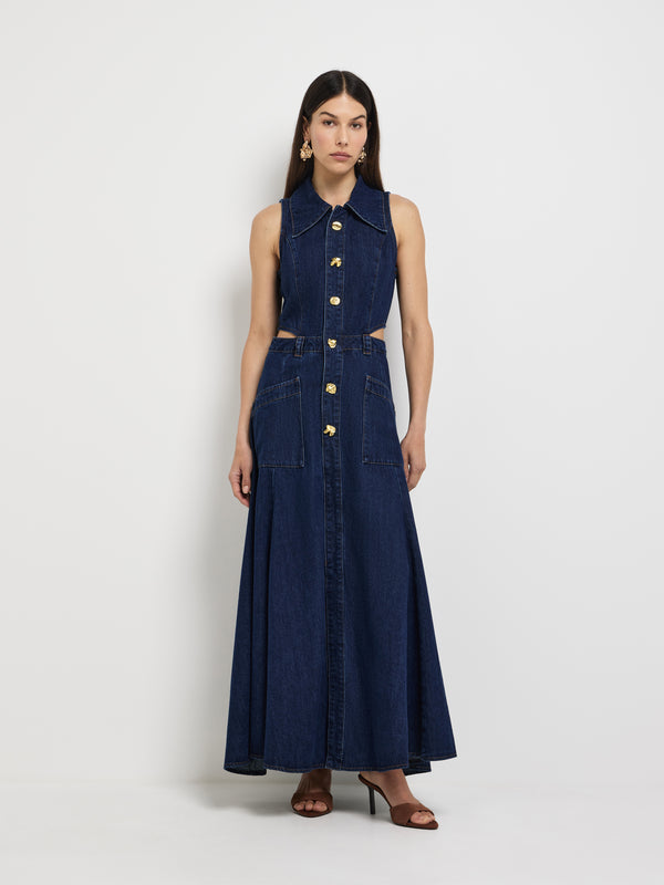 Size6 SHEIKE Maeve Denim Midi Dress Indigo 1007884 Front Image