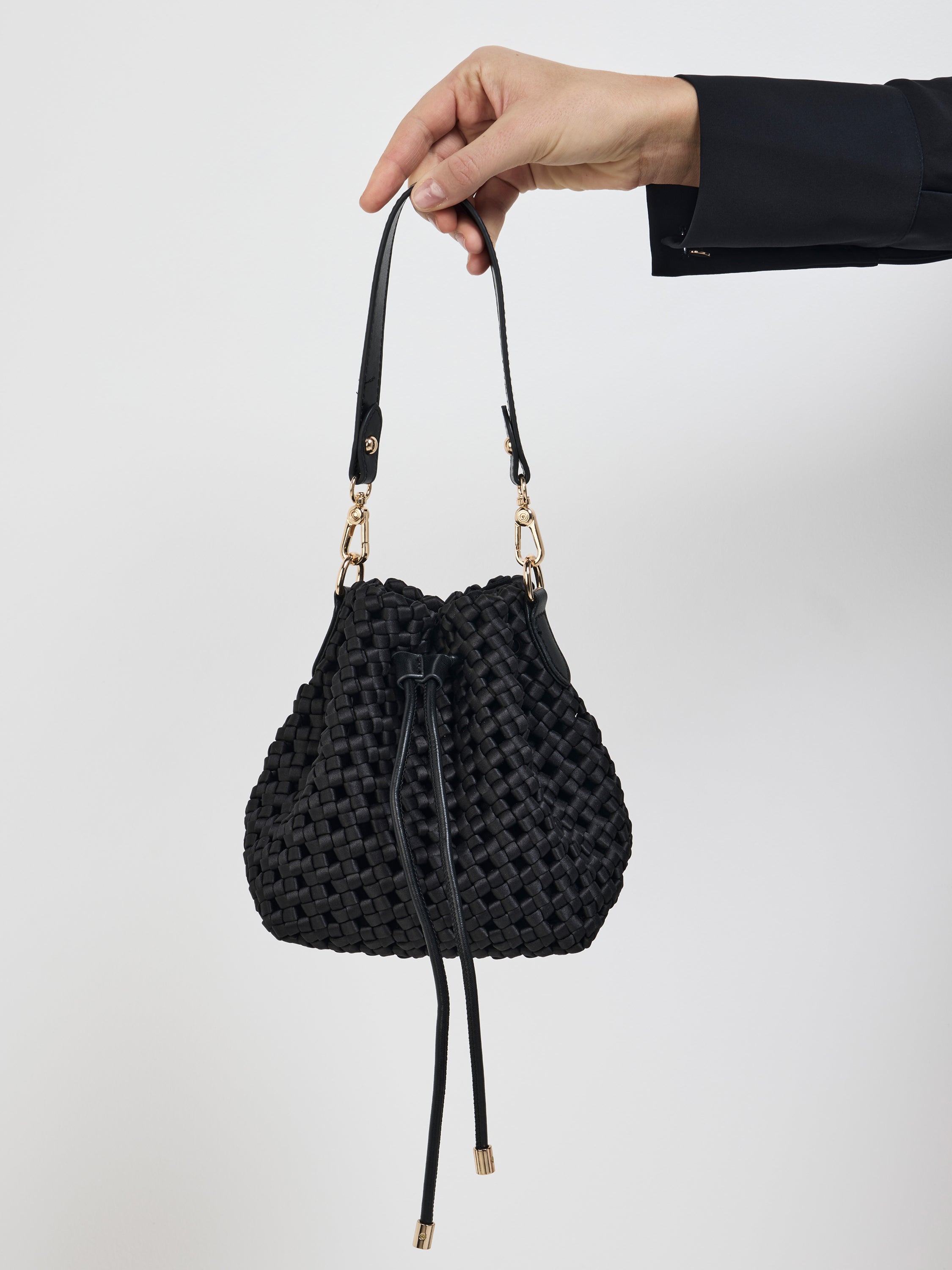 Adele Bag Black Woven Bucket Bag SHEIKE