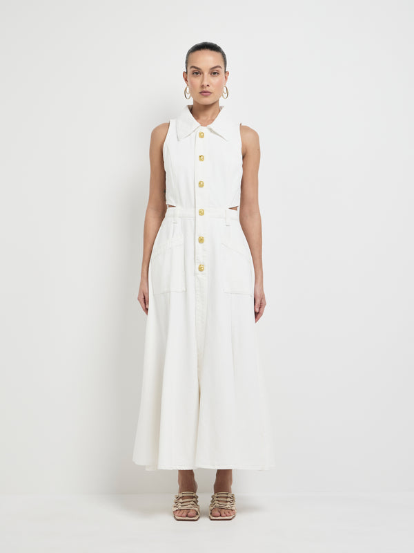 Size8 SHEIKE Maeve Denim Dress White 1007976 Front Image