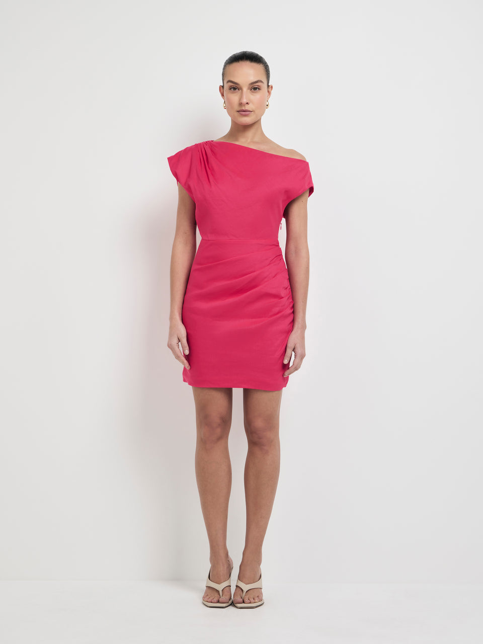 Arielle Mini Dress Raspberry | Linen Blend Mini | SHEIKE