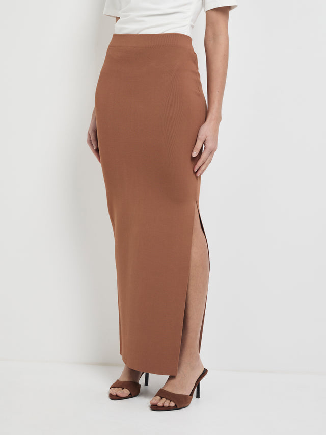 MIDI SLIM FIT MOCHA SKIRT