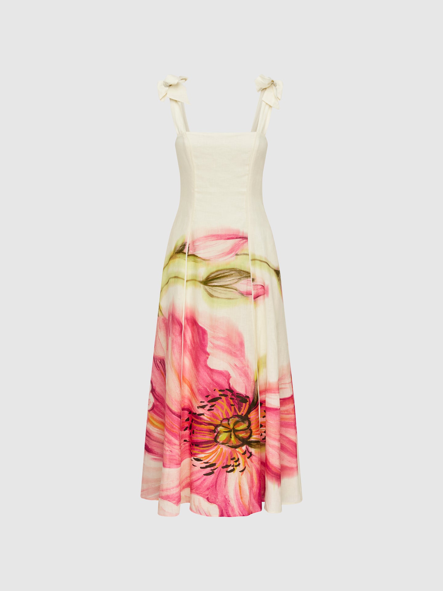 Poppy | Women's Midi Dress With Bow Front And Side Slit | Tropical