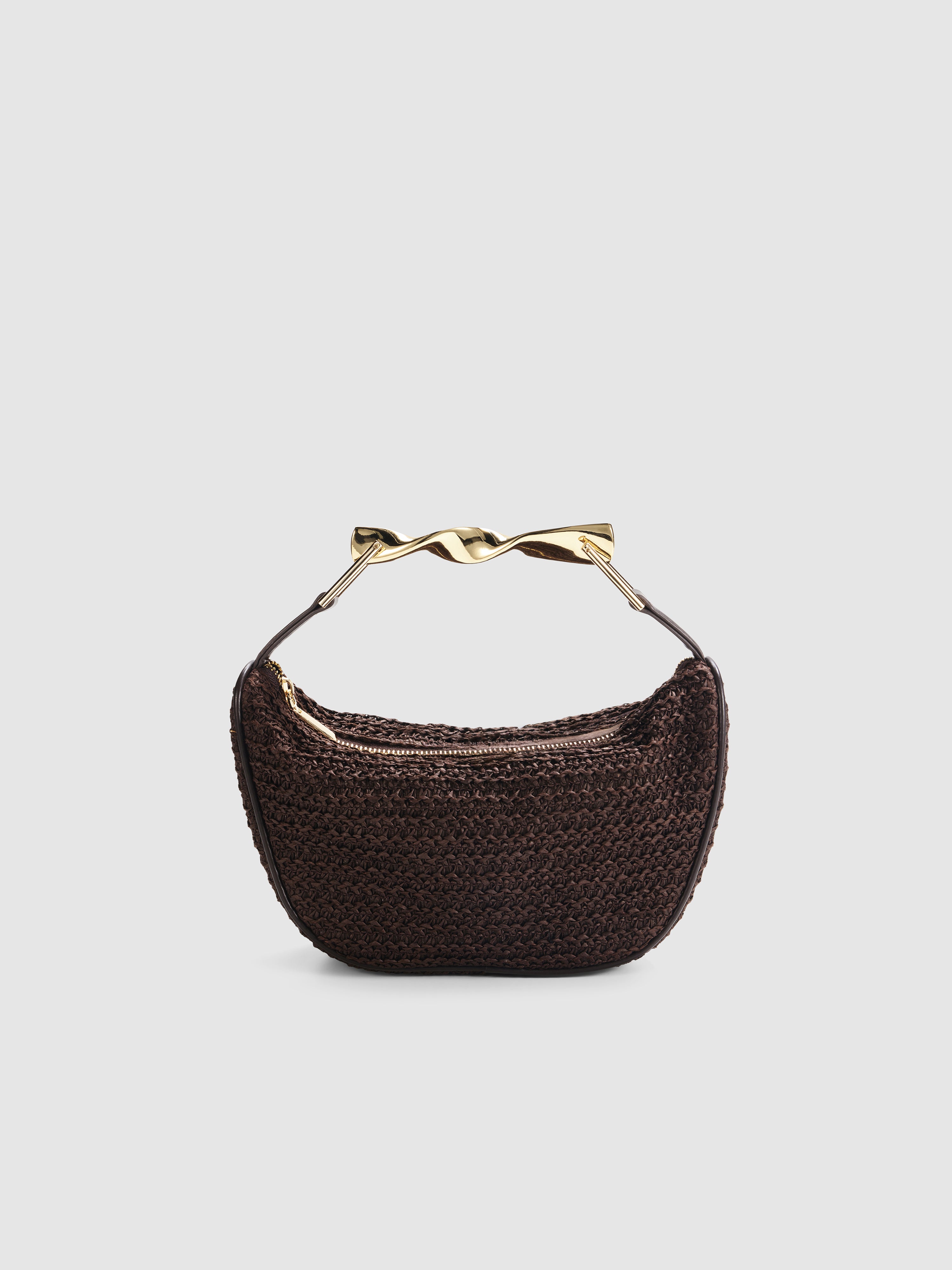 Louisa Bag Chocolate | Raffia Shoulder Bag | SHEIKE