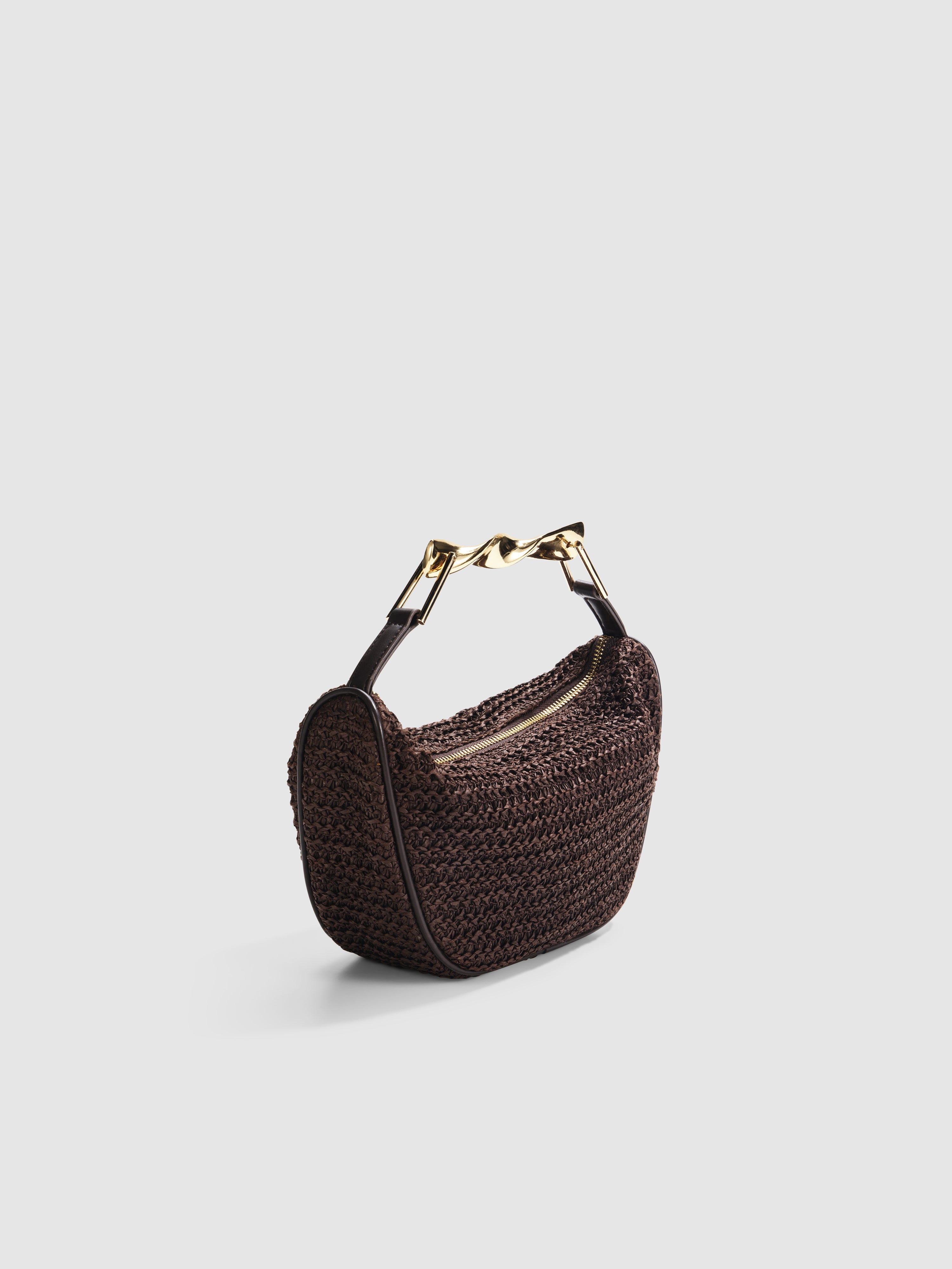 Louisa Bag Chocolate | Raffia Shoulder Bag | SHEIKE
