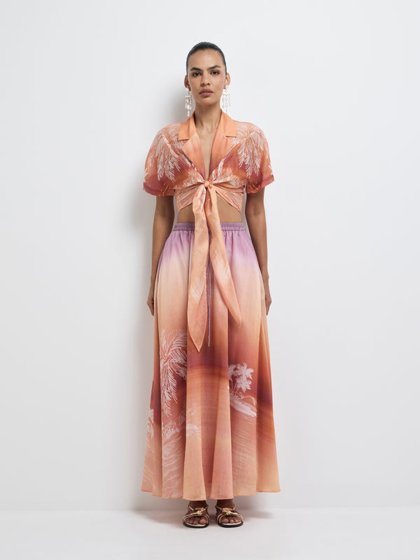 SHEIKE Sunset Palms Shirt Floral 1008149 Front Image Styled