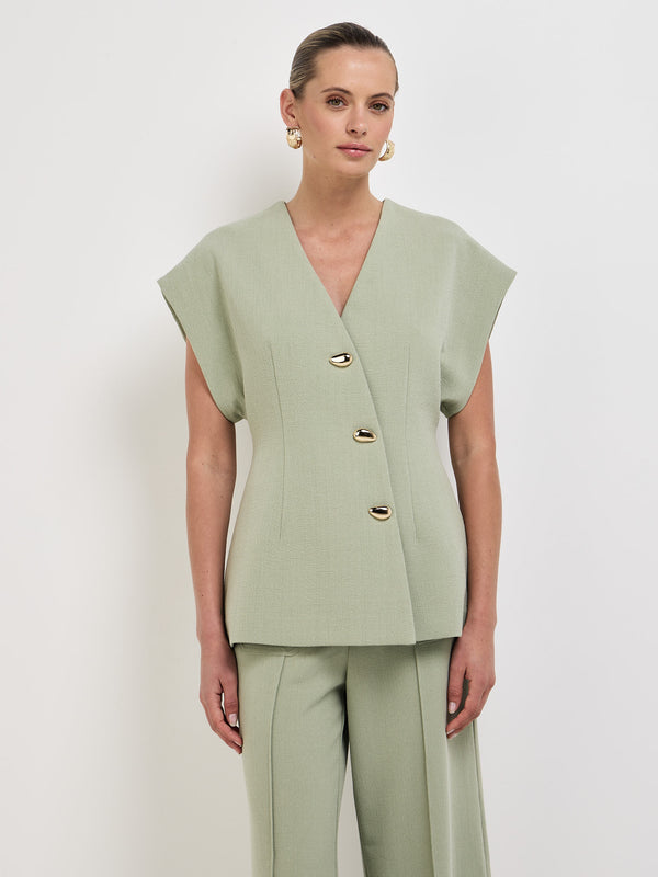 Size8 SHEIKE Harper Shirt Sage 1008166 Close Up Image