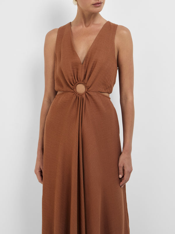 SHEIKE Nomi Midi Dress Caramel 1008181 Close Up Image