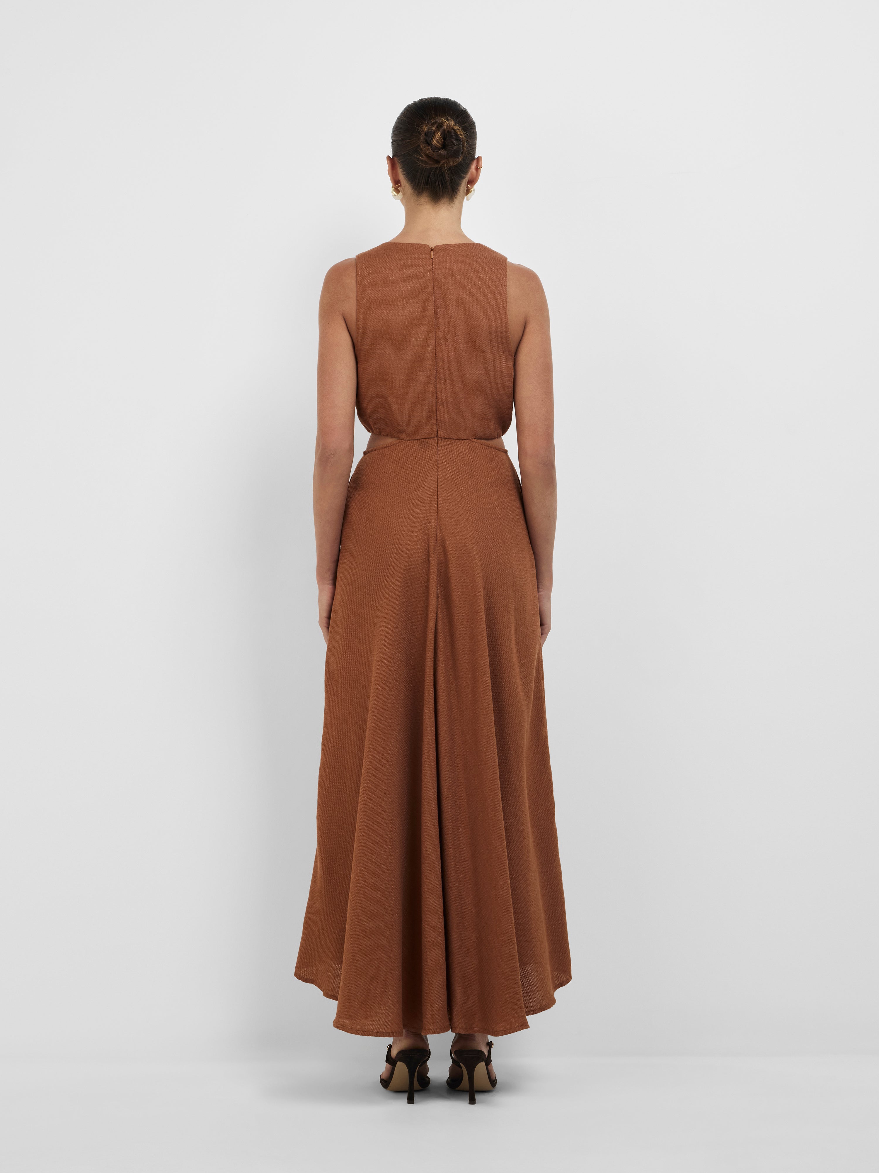 Nomi Midi Dress Caramel | Cutout Midi Dress | SHEIKE