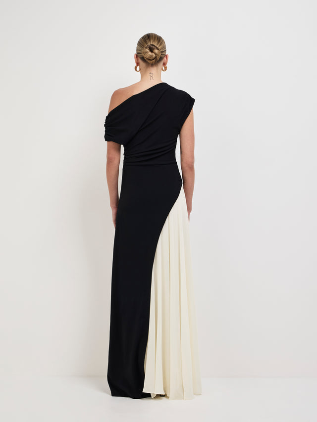 CELINE BLACK DRAPED MAXI DRESS