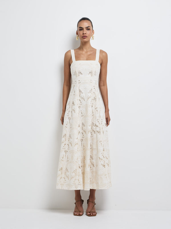 Size8 SHEIKE Tropics Embroidered Midi Dress White 1008199 Front Image