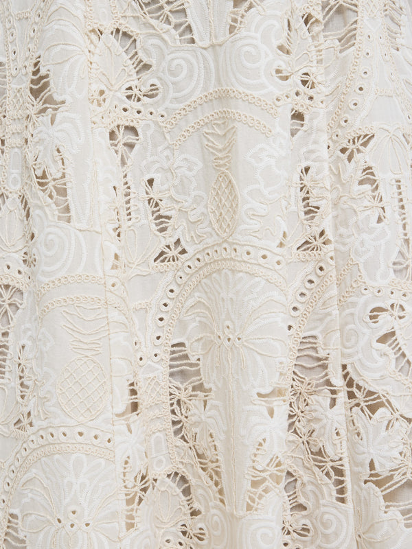 TROPICS EMBROIDERED MIDI DRESS