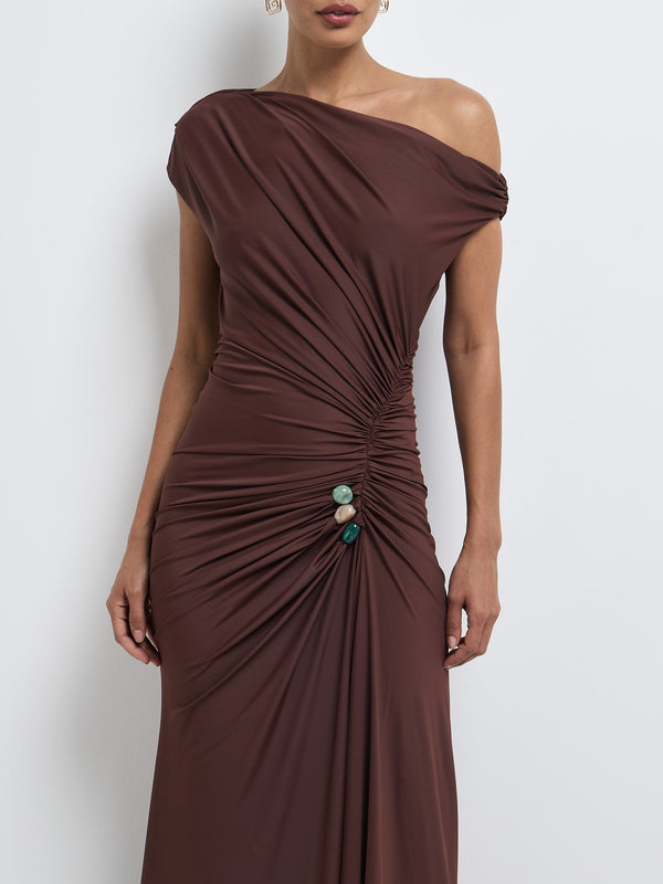 SHEIKE Angelina Maxi Dress Chocolate 1008215 Close Up Image