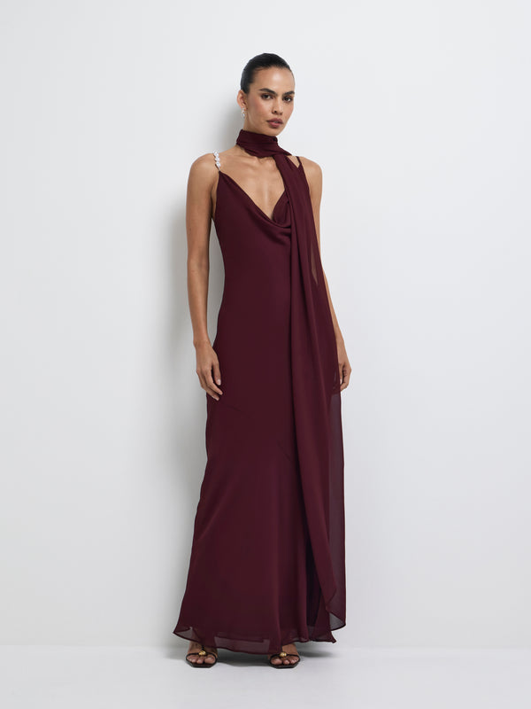 SHEIKE Anya Maxi Dress Plum 1008219 Front Image Styled