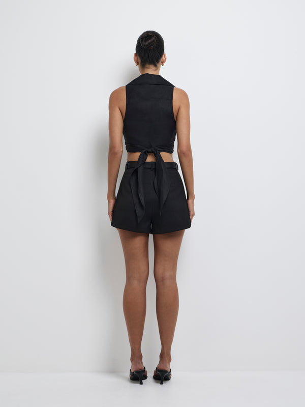 SHEIKE Frankie Linen Top Black 1008226 Back Image