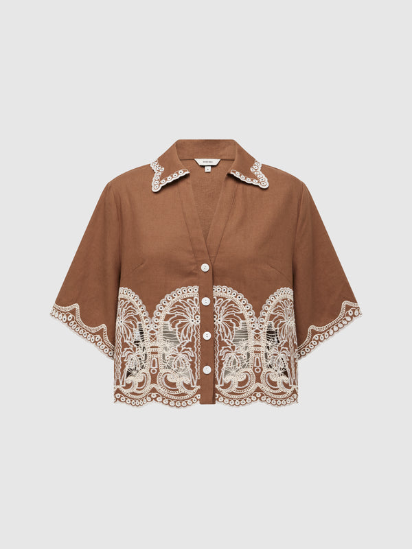 SHEIKE Palom a Embroidered Shirt Brown 1008228 Ghost Image