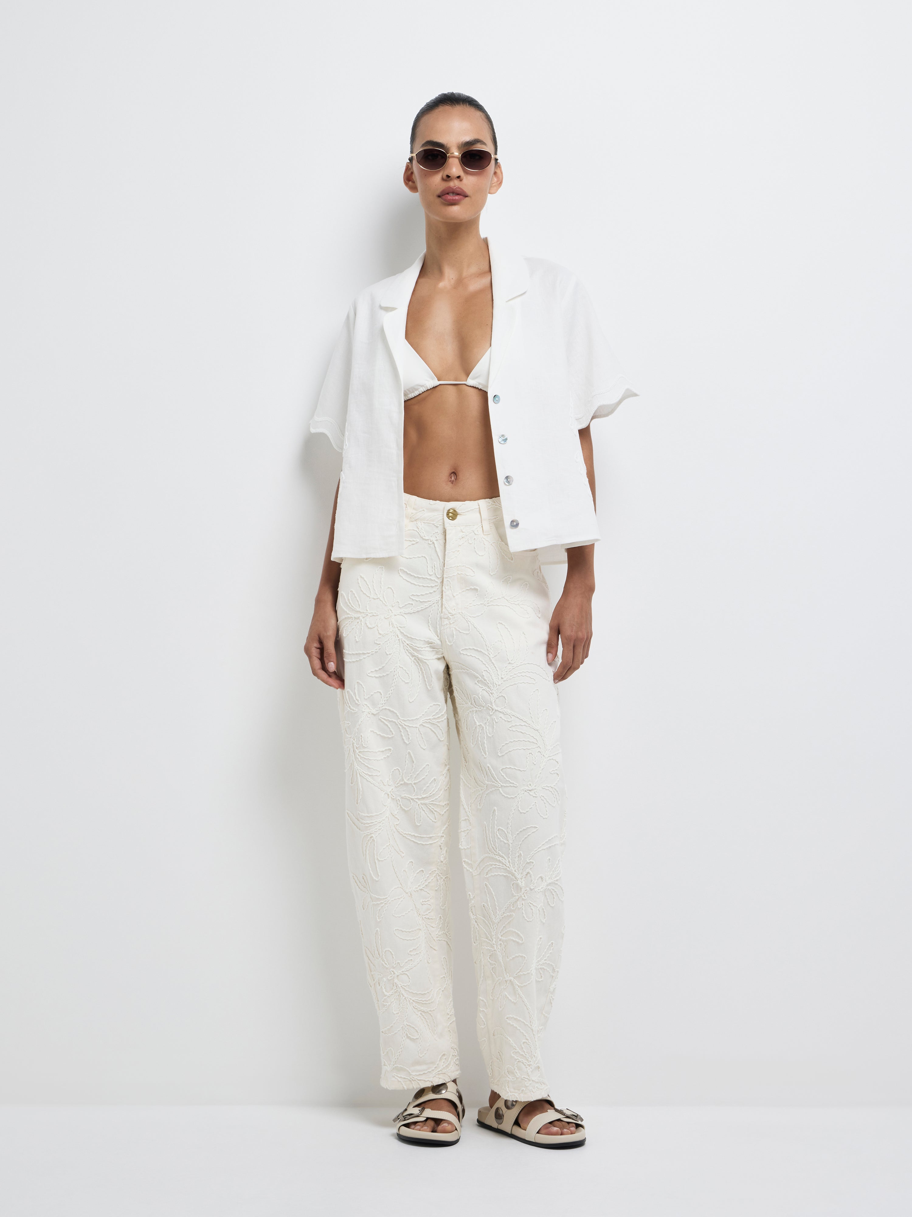 Aphrodite Shirt White | Embroidered Linen Shirt | SHEIKE