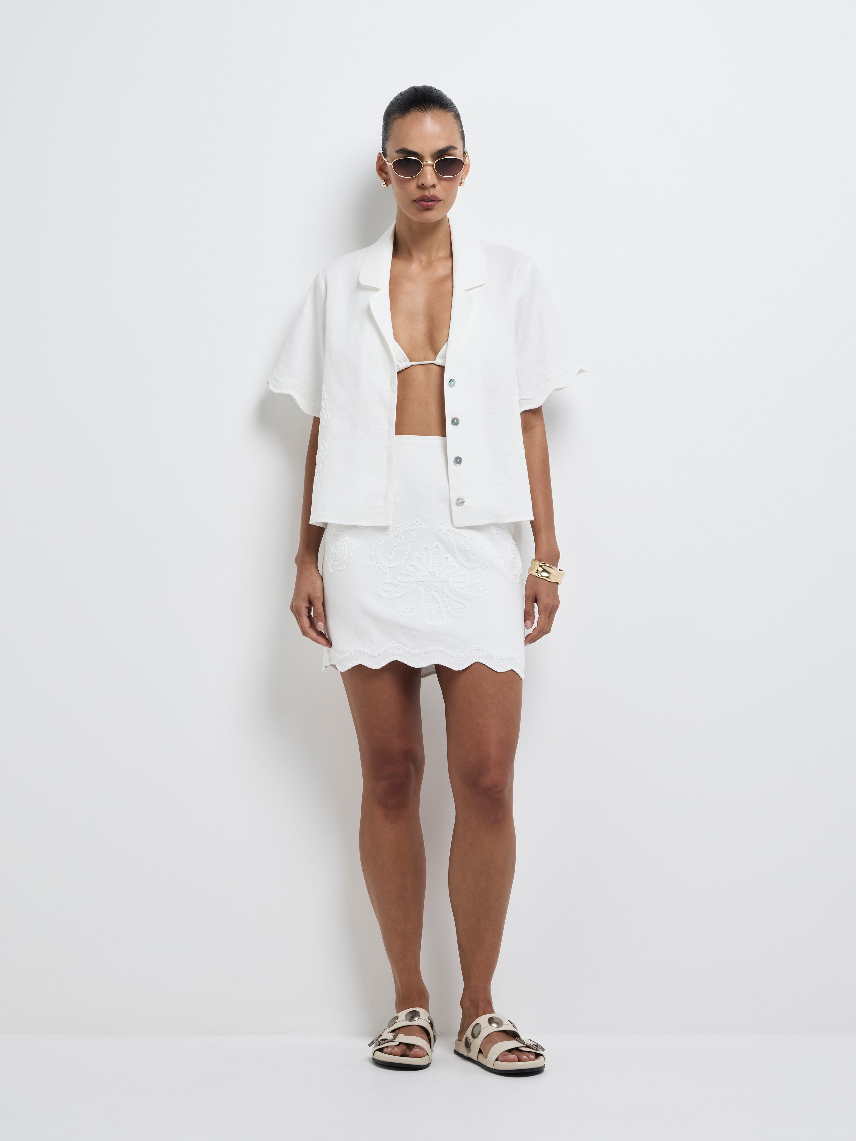 Aphrodite Shirt White | Embroidered Linen Shirt | SHEIKE