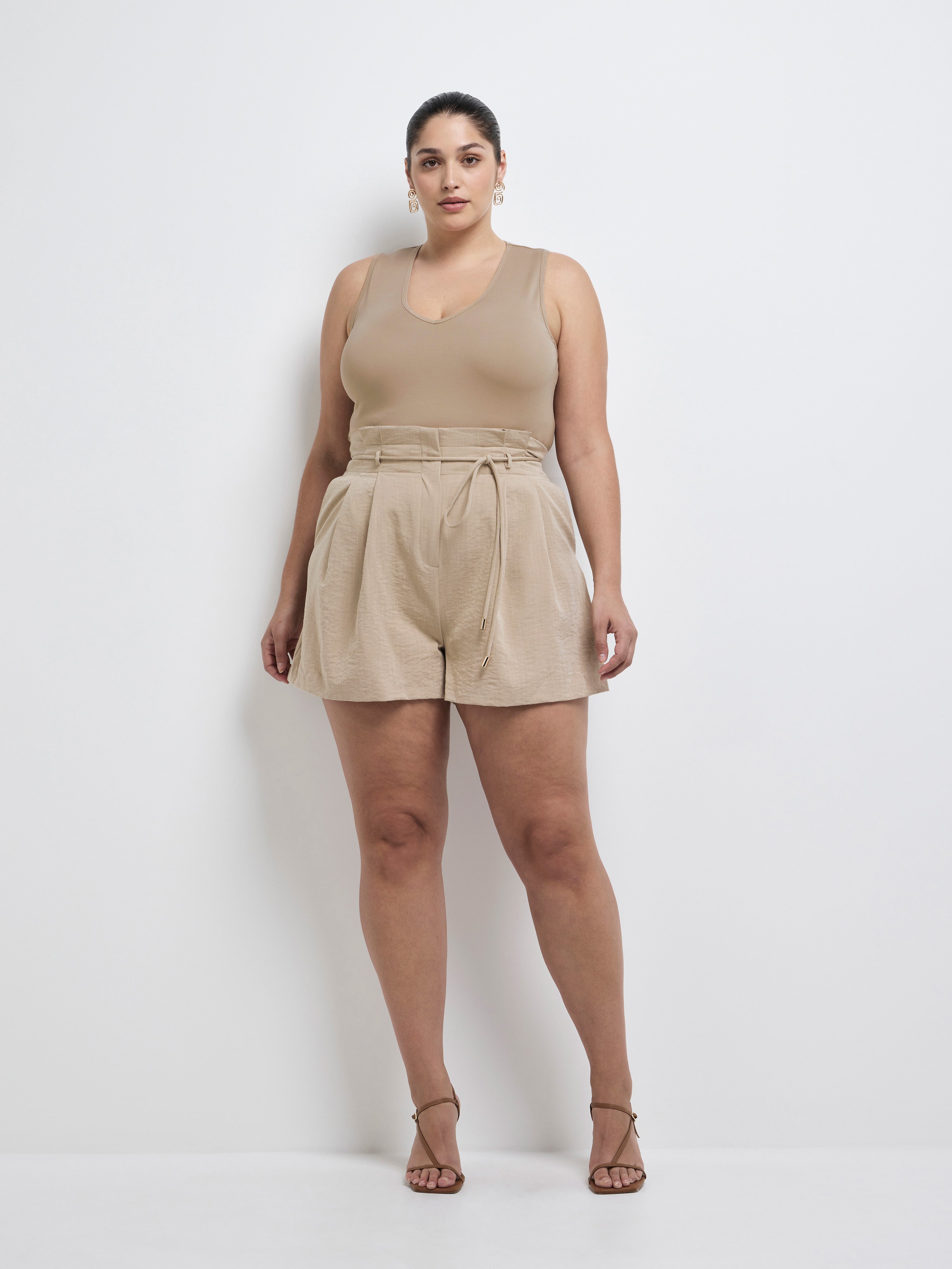 Loretta Short Sand | Paper Bag Waist Short | SHEIKE