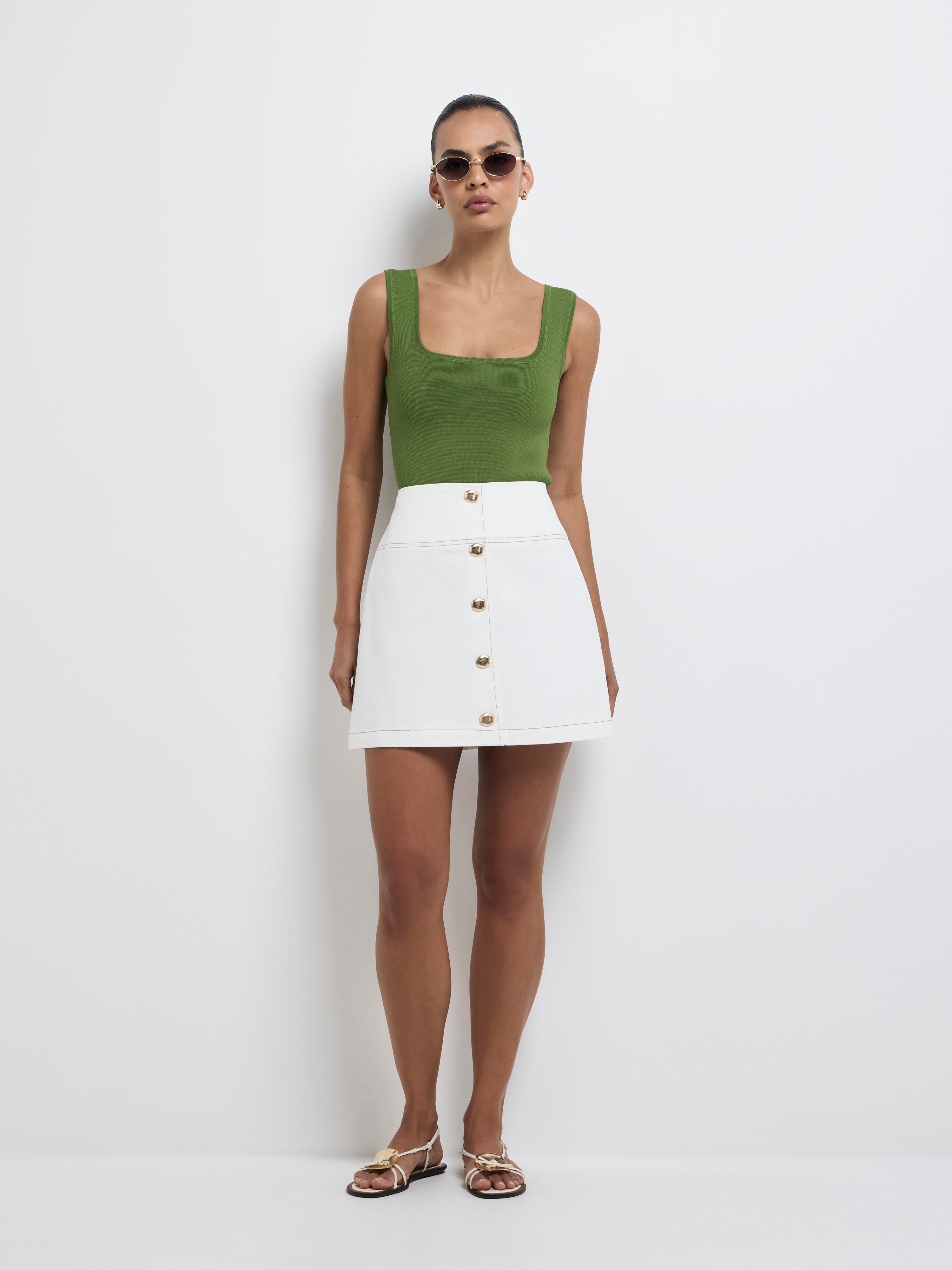 Tori Mini Skirt Ivory | A-line Skirt | SHEIKE