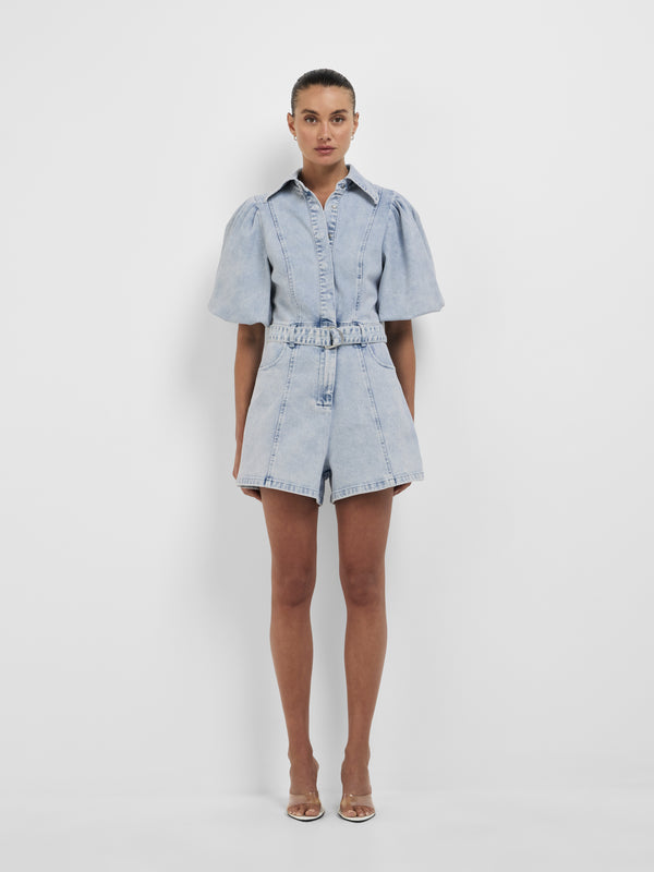 Size8 SHEIKE Indie Denim Playsuit Blue 1008476 Front Image 