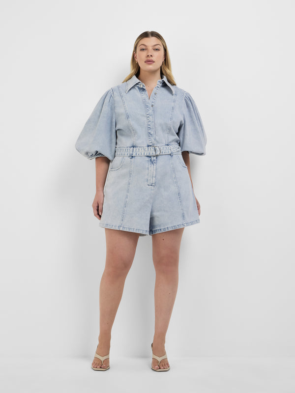 Size16 SHEIKE Indie Denim Playsuit Blue 1008476 Front Image 