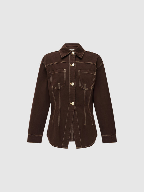 SHEIKE Broadway Denim Shirt Chocolate 1008545 Ghost Image
