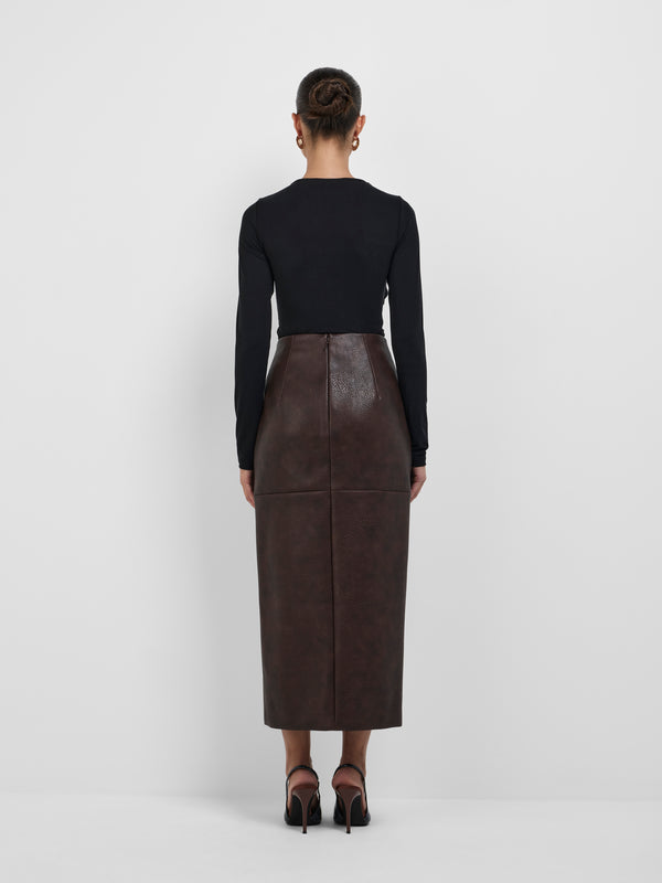 SHEIKE Jules Midi Skirt Cocoa 1008591 Back Image